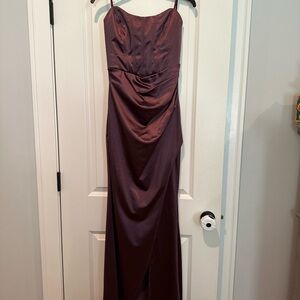Emerald Sundae Strapless Dress in Deep Brown